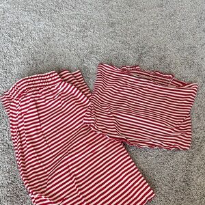 Red and White Striped Two-Piece Set